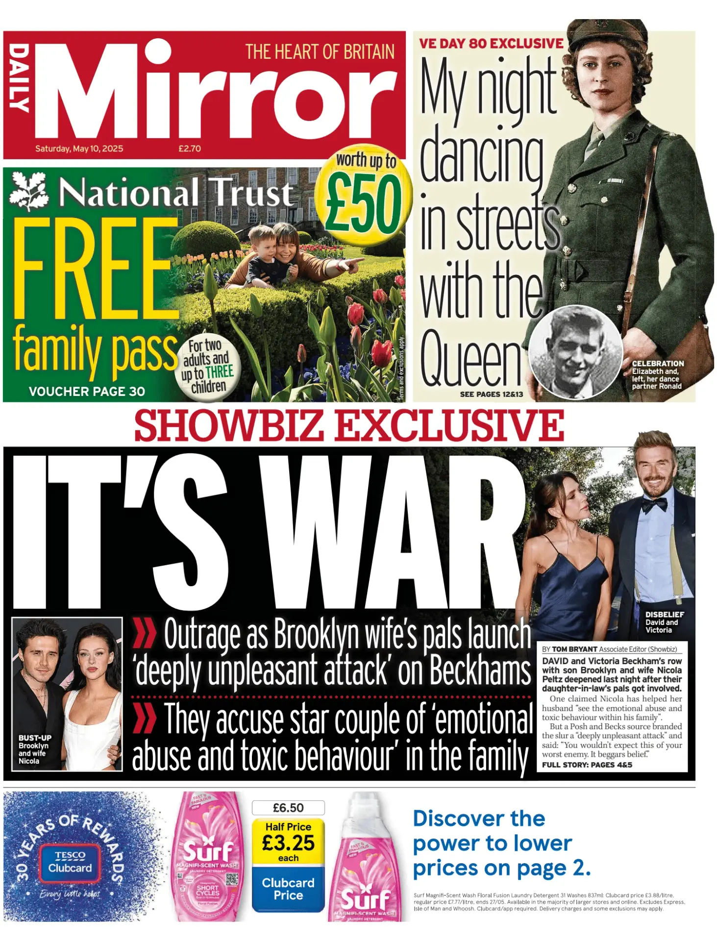 Prima-pagina-Daily Mirror-edizione-di-oggi-10-05-2025